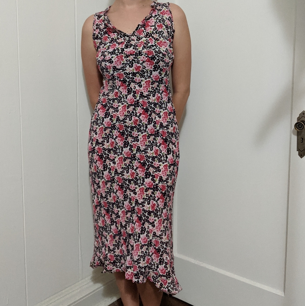 Rose Floral Y2K Midi Dress